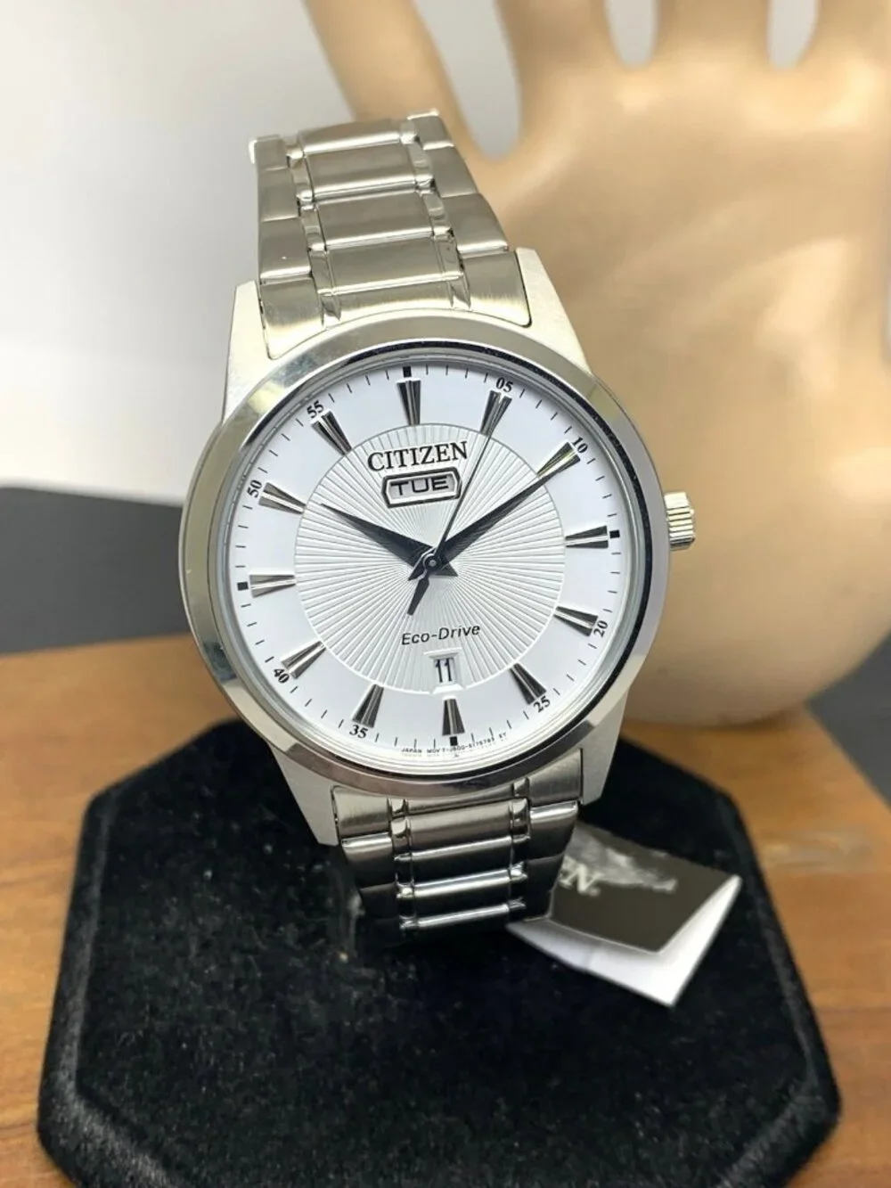 Citizen Men's Watch AW0100-51A Eco-Drive Silver Dial Day Date Steel 40mm